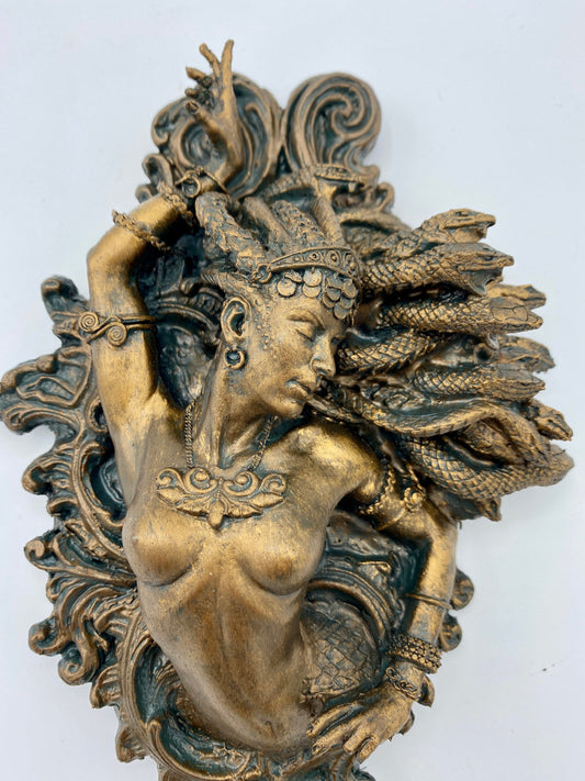 Medusa Small Plaque, Resin Sculpture |. Mythological Creature Wall Art | Myths and Legends Character Statue | Fantasy Art Lover Gift