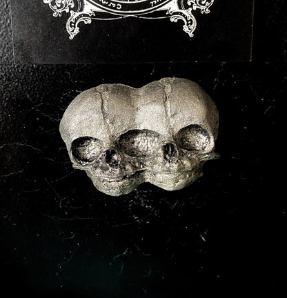 Conjoined Twins Skull  Magnet, Hand Painted Resin Sculpture | Gothic Fantasy Decor | Conjoined Skull Magnet for Fantasy and Gothic Decor