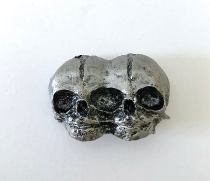 Conjoined Twins Skull  Magnet, Hand Painted Resin Sculpture | Gothic Fantasy Decor | Conjoined Skull Magnet for Fantasy and Gothic Decor