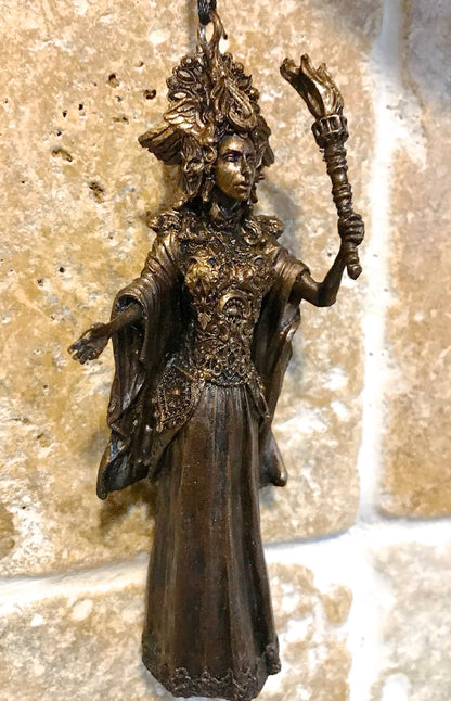 Hecate, Goddess of Witchcraft and Magic Ornament | Pagan Mythical Goddess Figurine | Folklore Altar Ornament for Gothic Home Decor