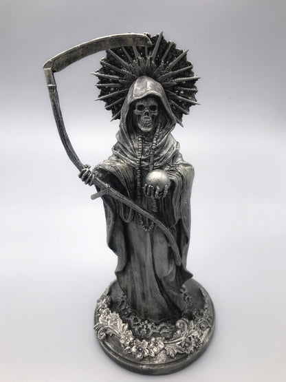 Santa Muerte Statue, Hand Painted Sculpture | Mexican Saint of Death Altar Statue | Gothic Figurine, Dia de los Muertos Decor