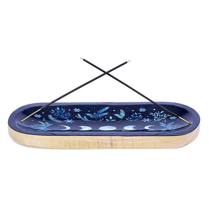 Moon Phases Boat Wooden Handmade Incense Holder