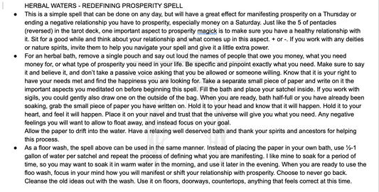 Herbal Waters - Floor Wash, Herbal Bath, Spell Kits - Redefining Prosperity