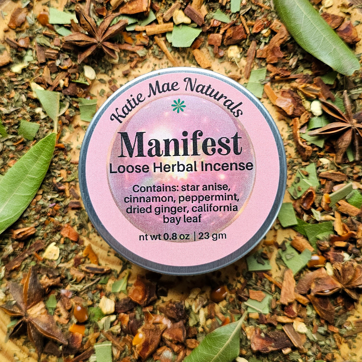 Manifest Herbal Incense – Cinnamon Bay Leaf Ritual Blend for Abundance, Intention & Positive Energy