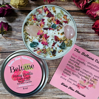 Beltane Ritual Candle – Honey Vanilla Floral Soy Candle for Passion, Love & Spring Renewal