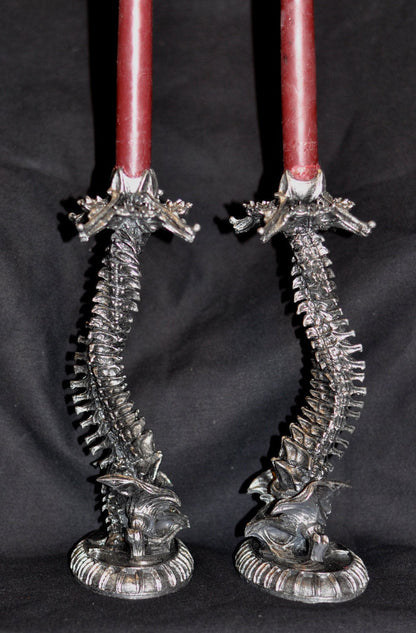 Helix Ossuary Candlestick holders, pair