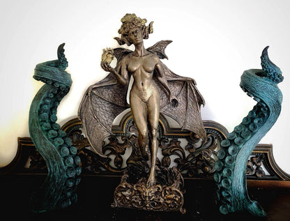 Lilith Statue, Hand Painted Resin Sculpture | Mythic Goddess Figurine |Myths and Legends Character |Altar Statue for Gothic Home Decor