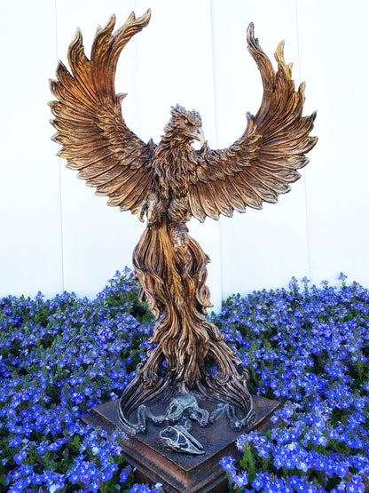Phoenix Rising Statue, Large Version | Mythical Creature Figurine | Unique Legendary Flaming Phoenix Figurine. Fantasy Art Decor Gift