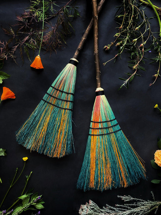"Big Boss Witch" Brooms. Gothic Cottagecore  – Functional Natural Broomcorn Sweeper