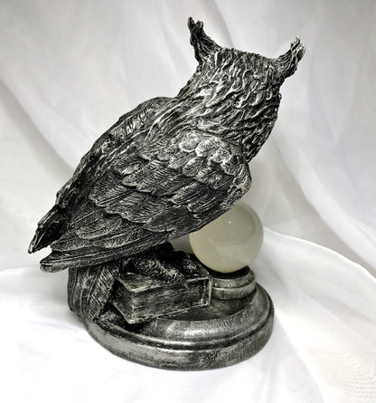 Horned Owl: Witch’s Familiar Statue, Hand Painted Resin Sculpture | Pagan Folklore Owl Figurine | Witchy Art for Gothic Home Decor