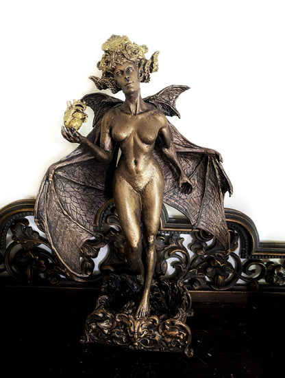 Lilith Statue, Hand Painted Resin Sculpture | Mythic Goddess Figurine |Myths and Legends Character |Altar Statue for Gothic Home Decor