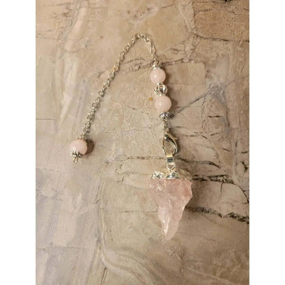 Natural Raw Rose Quartz, Amethyst Quartz Dowsing Pendulum