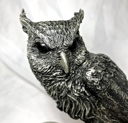 Horned Owl: Witch’s Familiar Statue, Hand Painted Resin Sculpture | Pagan Folklore Owl Figurine | Witchy Art for Gothic Home Decor