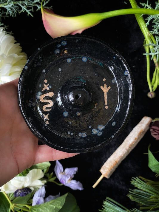 Snake & Runic Ceramic Incense Dishes