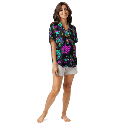 Neon Traditional Silky Pajama Top