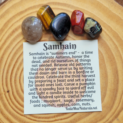 Samhain Gemstone Set – Autumn Ritual Crystal Collection for Protection, Reflection & Grounding