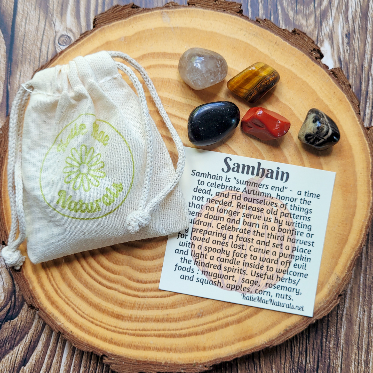Samhain Gemstone Set – Autumn Ritual Crystal Collection for Protection, Reflection & Grounding