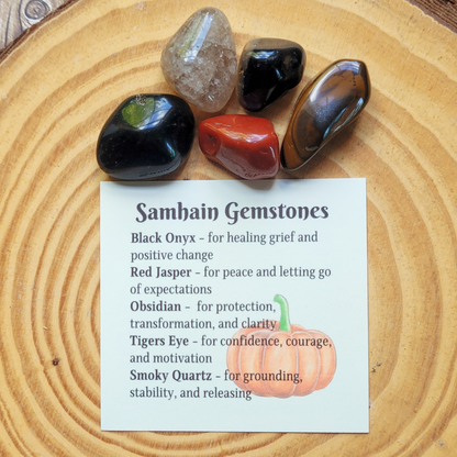 Samhain Gemstone Set – Autumn Ritual Crystal Collection for Protection, Reflection & Grounding