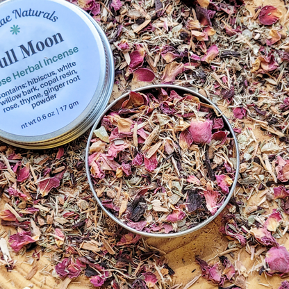 Full Moon Herbal Incense – Rose Hibiscus Copal Blend for Lunar Rituals, Intuition & Reflection