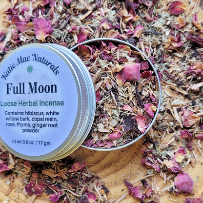 Full Moon Herbal Incense – Rose Hibiscus Copal Blend for Lunar Rituals, Intuition & Reflection