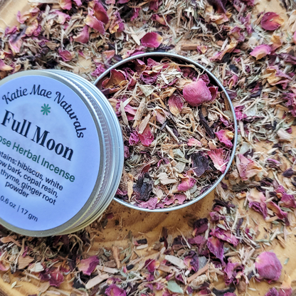 Full Moon Herbal Incense – Rose Hibiscus Copal Blend for Lunar Rituals, Intuition & Reflection
