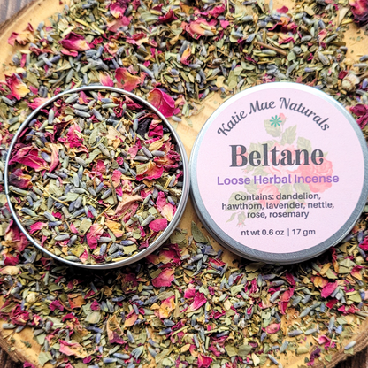 Beltane Herbal Incense – Rose Hawthorn Floral Blend for Passion, Growth & Spring Rituals