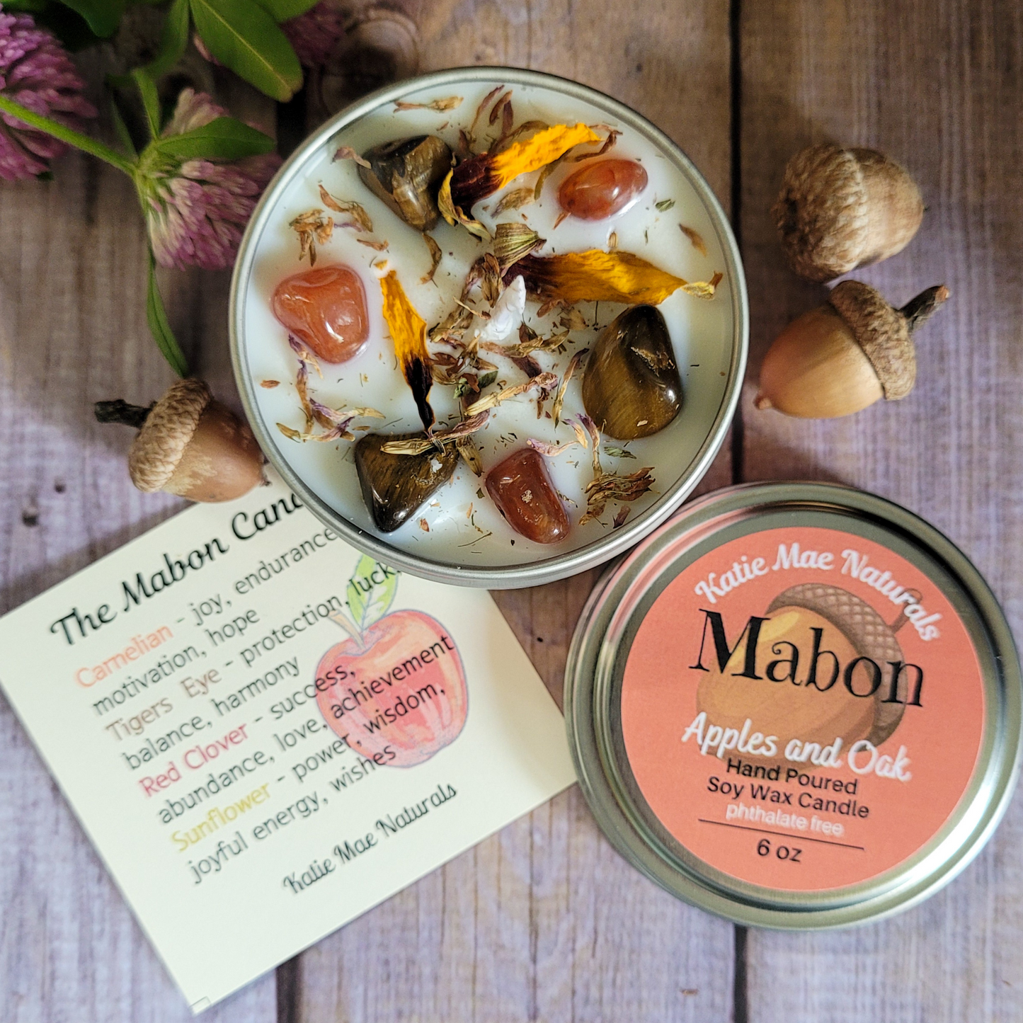 Mabon Ritual Candle – Apple & Oak Soy Candle for Autumn Equinox, Gratitude & Grounding