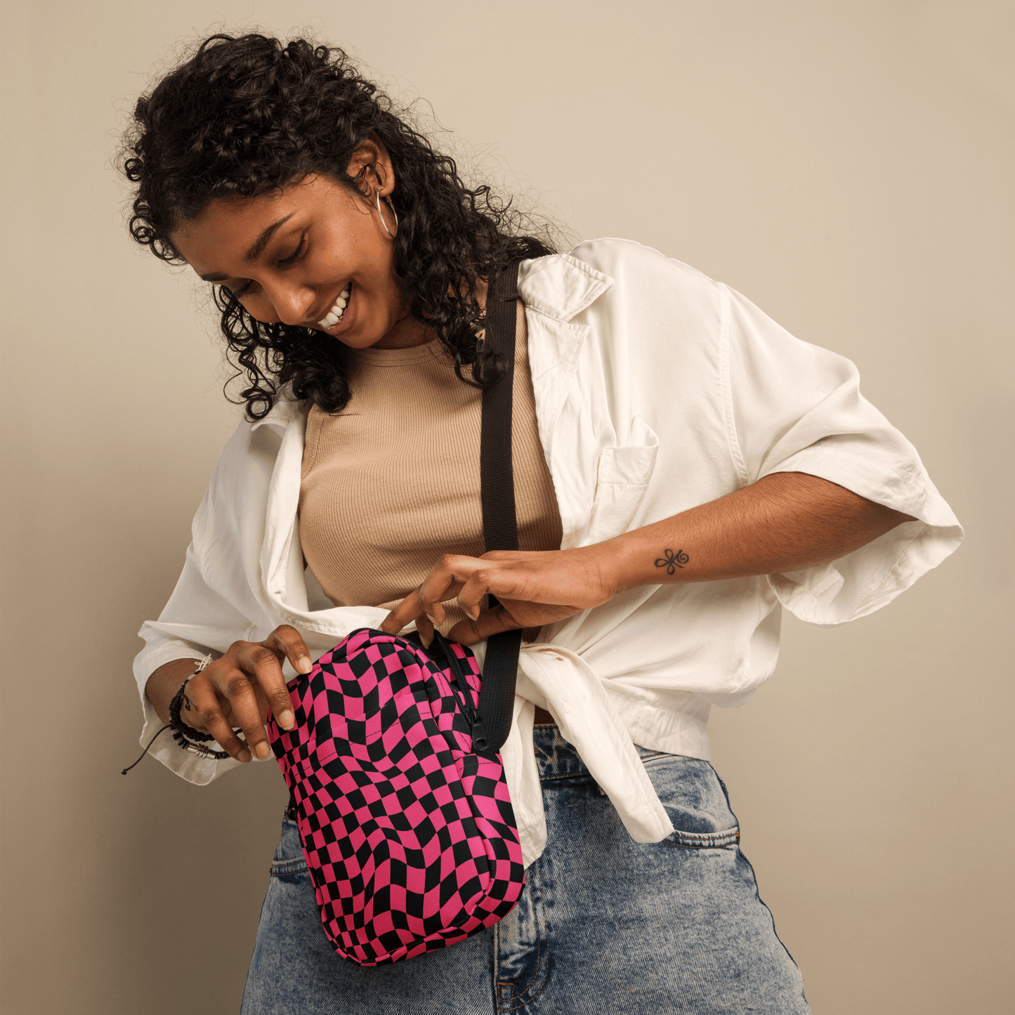 Twisted Tiles Checkerboard Crossbody Bag